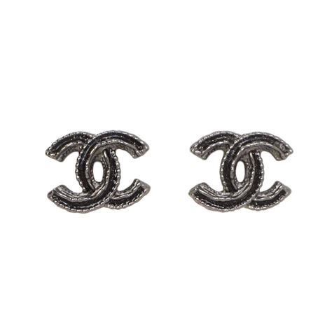 black chanel earings|chanel symbol earrings.